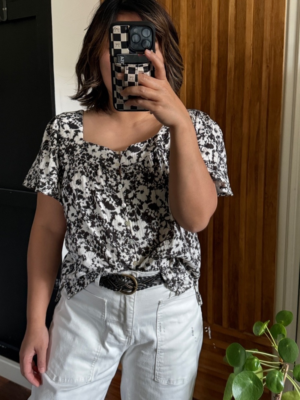 Rails Magnolia Top Cotton Cameo Floral Brown White Top. M